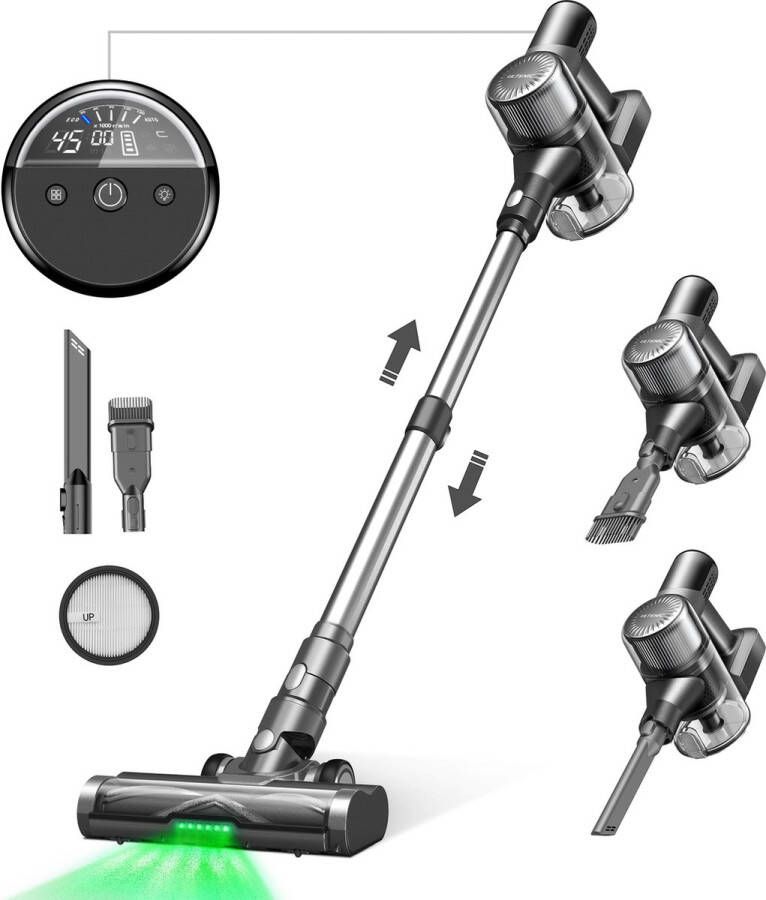 Ultenic U12 Vesla steelstofzuiger snoerloze stofzuiger met 30KPa krachtige zuigkracht 45Mins werktijd anti-kroesborstel voor huisdierhaar tapijten en auto