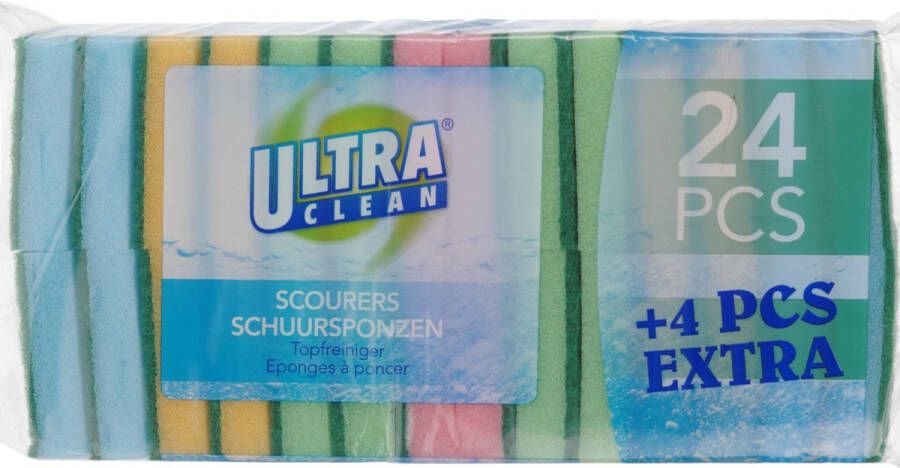 Ultra Clean 24x Huishoud producten afwas schoonmaaksponsjes 8 cm Schuursponzen