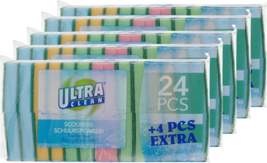 Ultra Clean Voordelige schuursponsjes schoonmaaksponsjes 120 x stuks