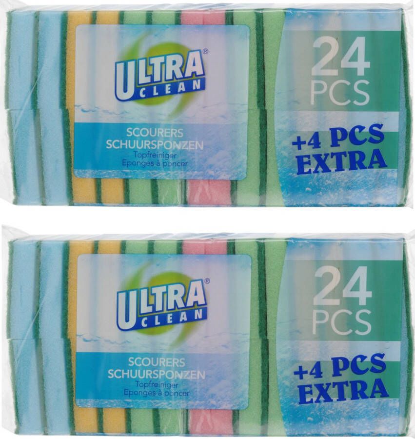 Ultra Clean Voordelige schuursponsjes schoonmaaksponsjes 96x stuks