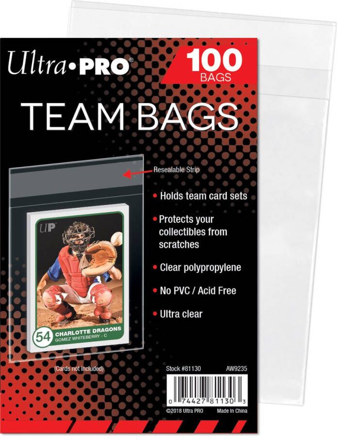 Ultrapro 100 opbergzakjes Ultra Pro Team Bags Transparant Zakjes Met Resealable Plakstrip