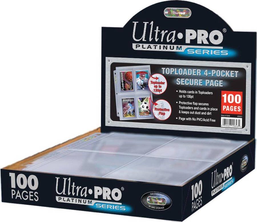 Ultrapro 4-Pocket Secure Platinum Pages for Toploaders (100 stuks)