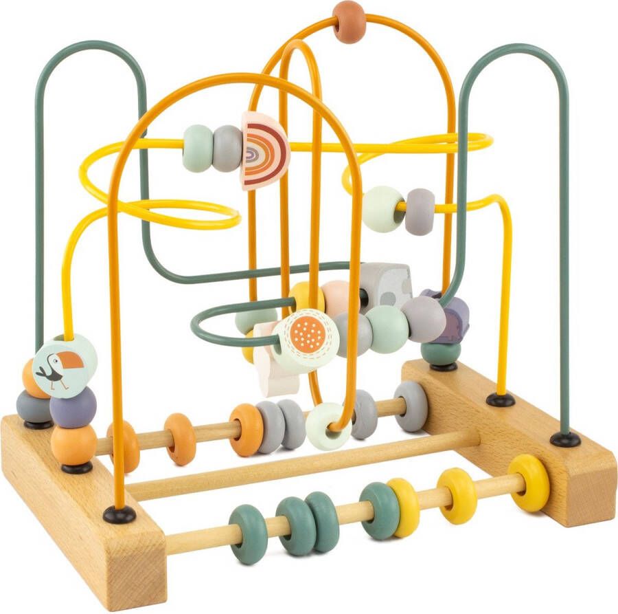 Ulysse Houten Kralencircuit Activiteitenspiraal Kralenspiraal Motoriekspiraal Activity Toys Baby speelgoed hout Telraam Pastel tinten