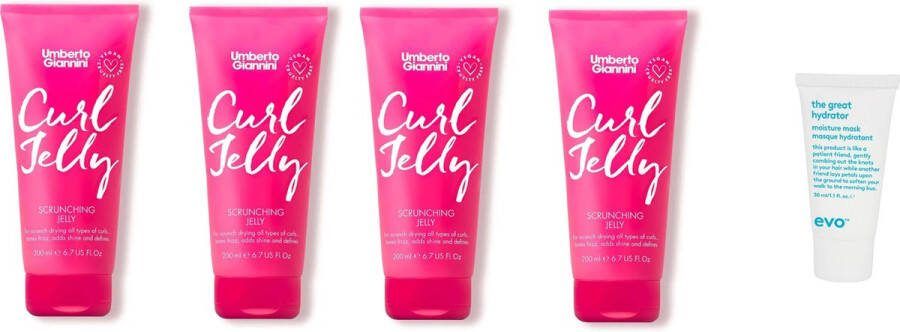 Umberto Giannini 4 x Curl Jelly Scrunching Jelly 200ml + WILLEKEURIG Travel Size