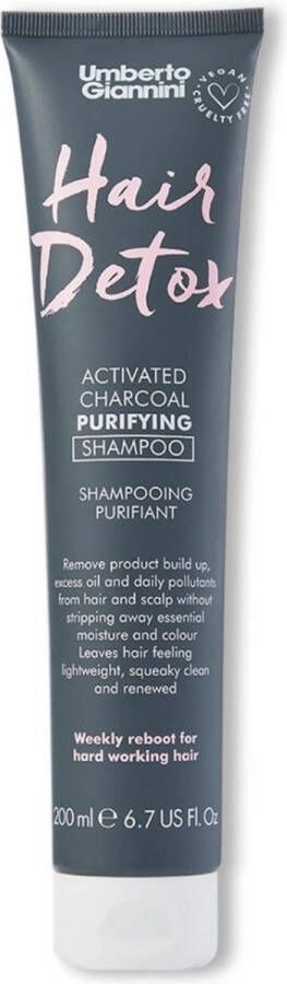Umberto Giannini Hair Detox Activated Charcoal Purifying Shampoo 200ml NEW