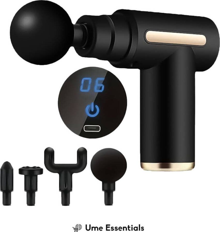 Ume Essentials Massage Gun Professioneel en Krachtig Massage Apparaat Draadloos Fitness Zwart