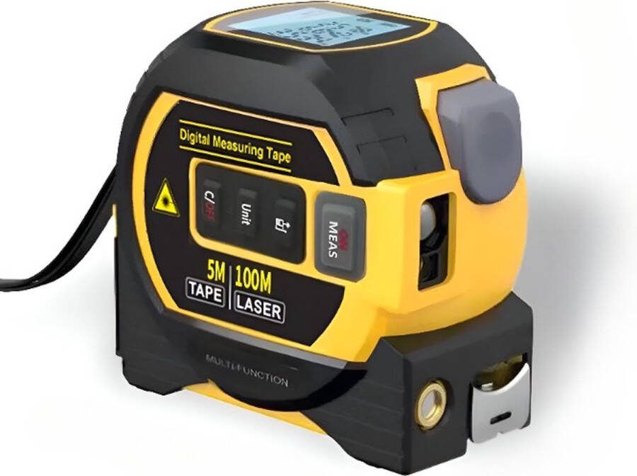 Ume Essentials Rolmaat 40 Meter Digitale Laser 5 Meter Meetlint Roestvrij Inclusief Display Kruislijnlaser