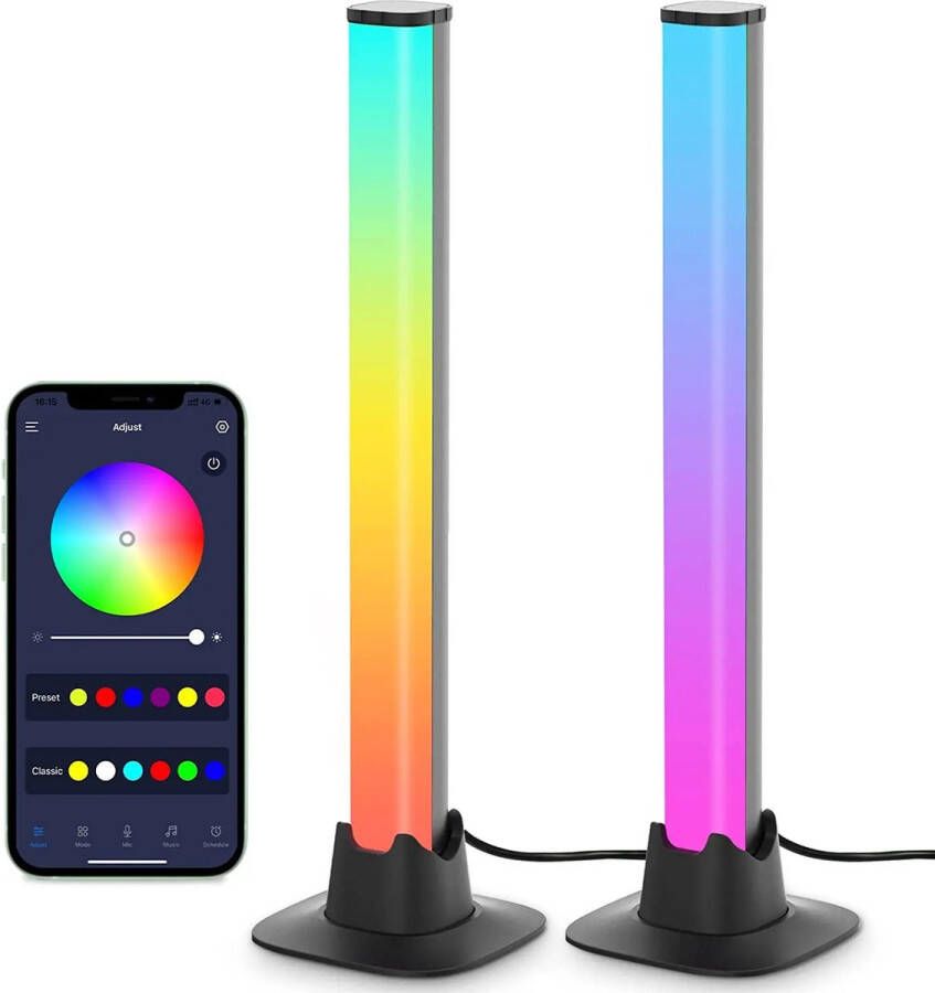 Ume Essentials Smart Rgb Led Licht Bars Nachtlampje Met Bluetooth App Controle Muziek Ritme Lichten Gaming- Tv Kamer Decoratie lamp