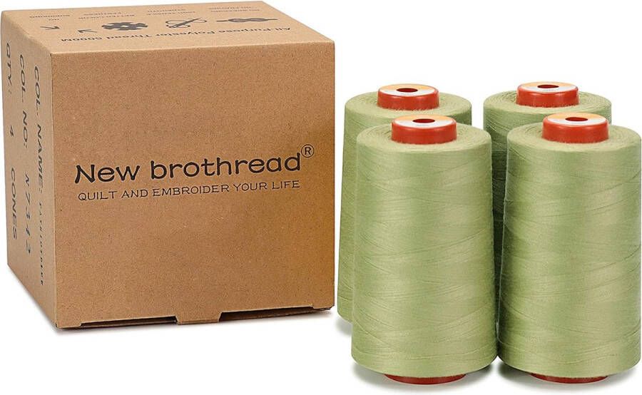 Unbranded 4 Grote Kegels van 5000m polyester naaigaren voor alle doeleinden 40S 2 (Tex27) voor naaien quilten patchwork serger en overlock Kiwi