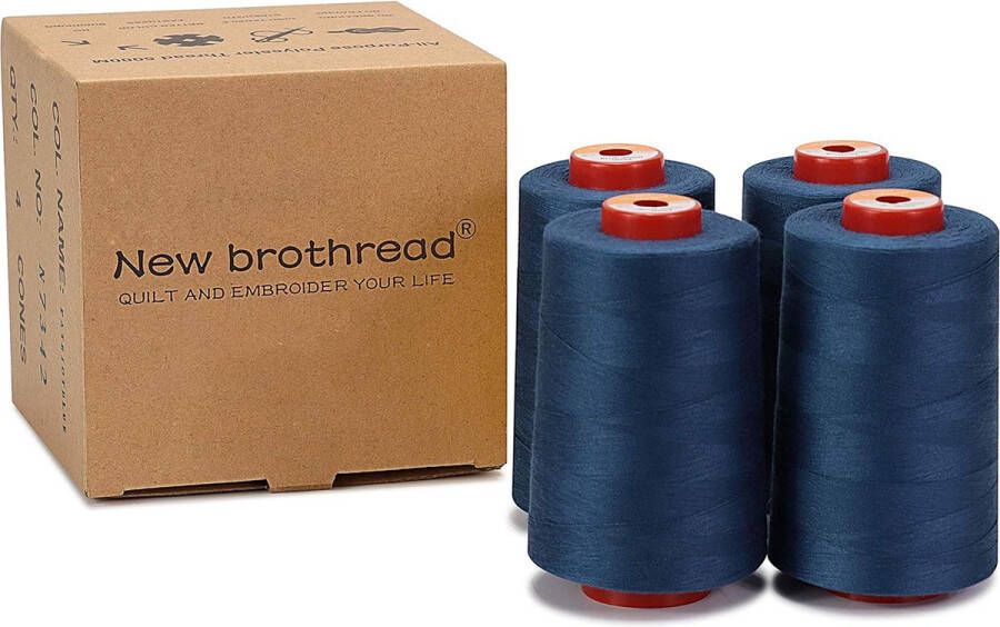 Unbranded 4 Grote Kegels van 5000m polyester naaigaren voor alle doeleinden 40S 2 (Tex27) voor naaien quilten patchwork serger en overlock Blue Moon