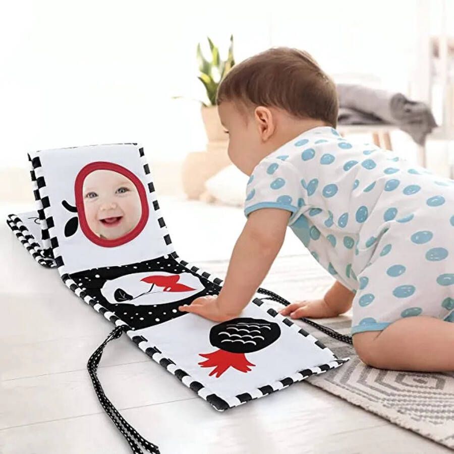 Unbranded Babyspeelgoed 0-6 maanden – zwart-wit zacht boek 2-pack buikspiegel babyspeelgoed hoog contrast pasgeboren babyspeelgoed babygeschenken
