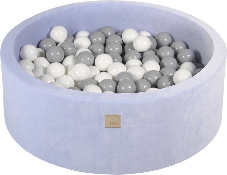 Kiddo Match Ballenbak VELVET Baby Blauw 90x30 incl. 200 bollen Grijs Wit Vaderdag cadeau