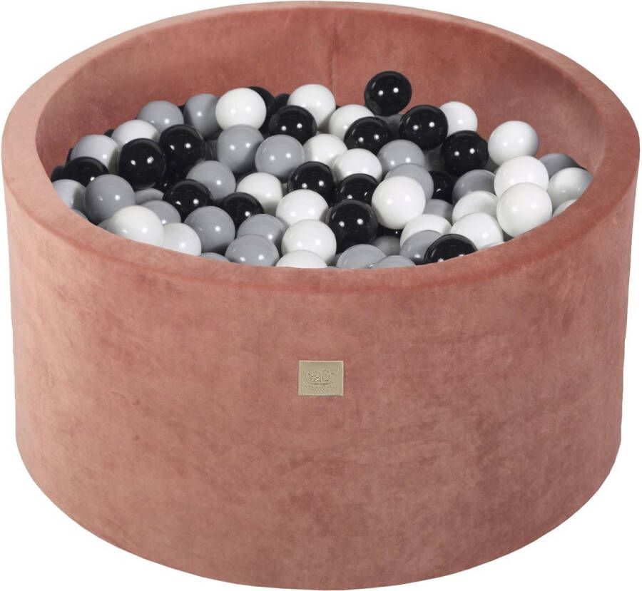 Kiddo Match Ballenbak VELVET Marsala Rood 90x40 incl. 300 ballen Zwart grijs wit Vaderdag cadeau