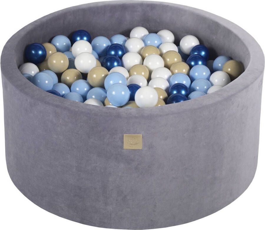 Kiddo Match Ballenbak VELVET Staal 90x40 incl. 300 bollen Parelblauw Beige Babyblauw Wit Vaderdag cadeau