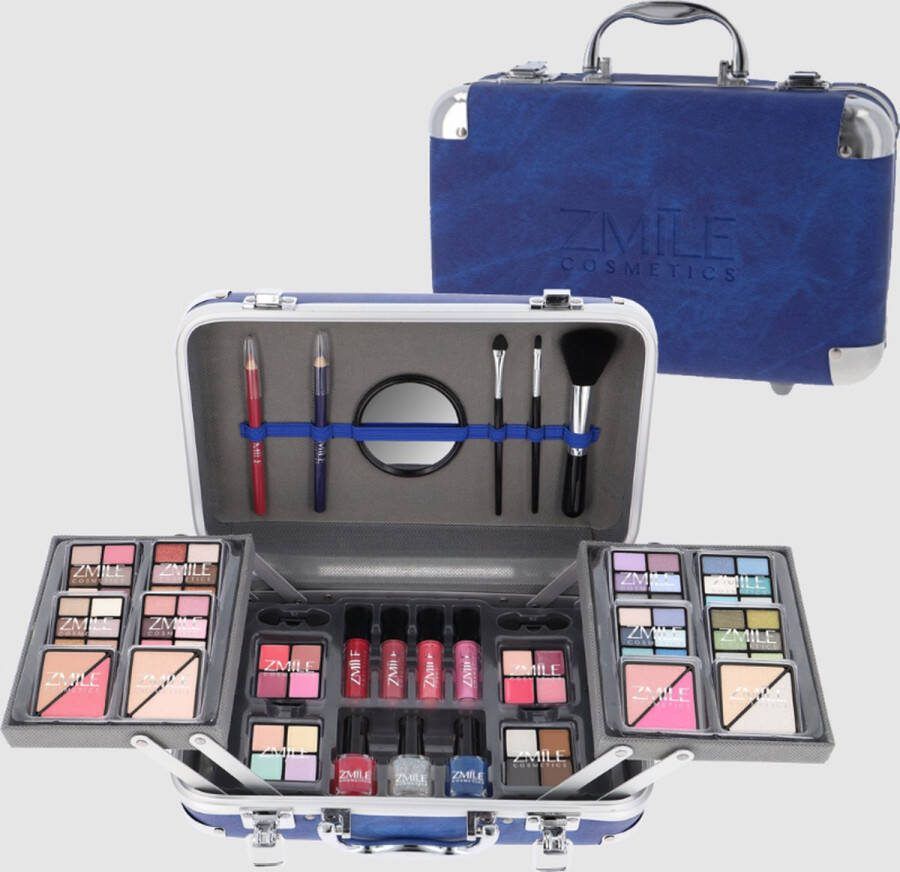 Unbranded Blauwe Make Up Koffer Meisjes Met Inhoud 79-Delig 100% VEGAN Make Up Koffer Kinderen Make Up Koffer Gevuld Cosmetica Koffer Blauwe Beautycase Meisjes Veganistische Cosmetica Blauw 17.5‎ x 9 x 10 cm