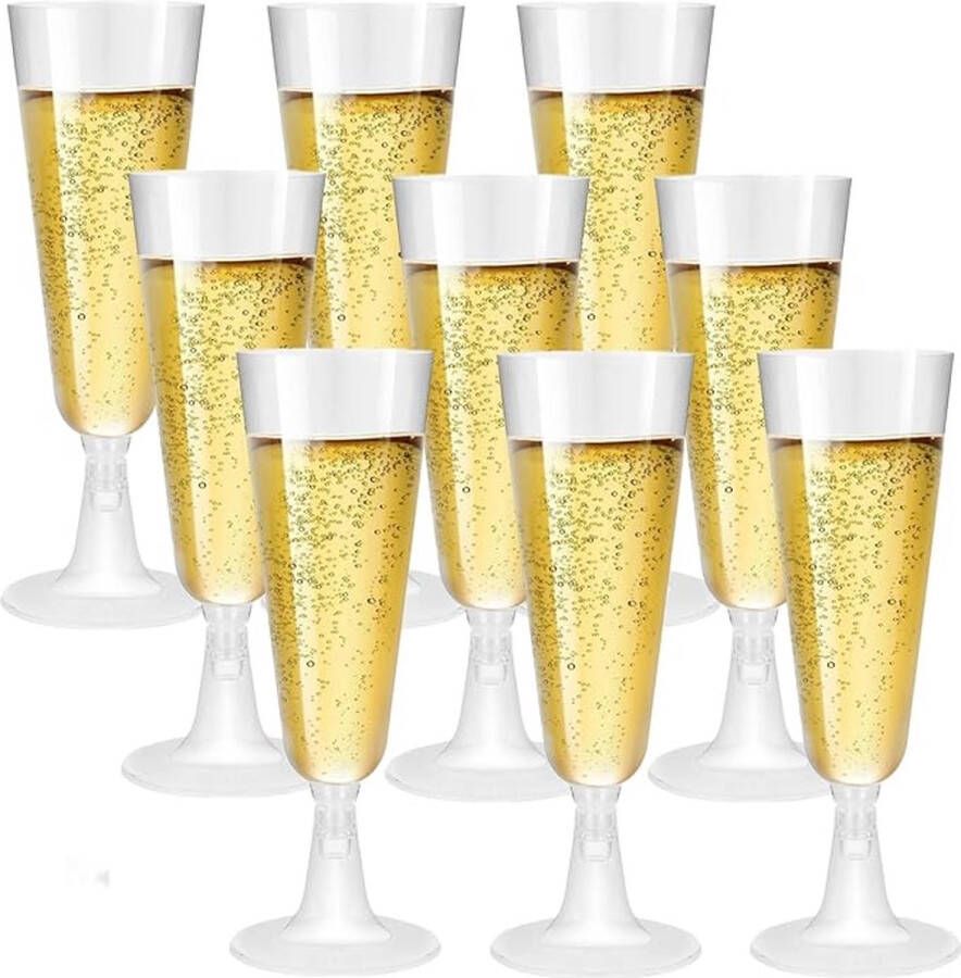 Unbranded Champagneglazen 20 stuks heldere Champagne glazen kunststof dessertbekers stemglazen 150 ml voor bruiloften verjaardagen en feesten