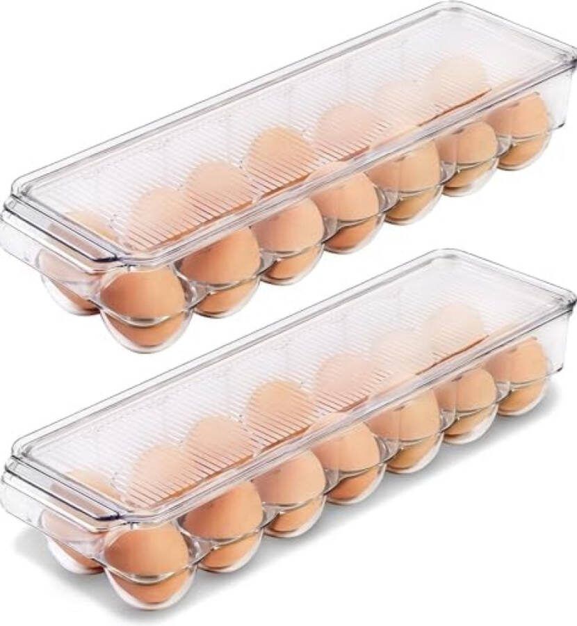 Unbranded Eiercontainer voor de koelkast 2 stuks 14 Eiercontainer met deksel & handvat Eierhouder voor de koelkast Eieropslag & Eierlade