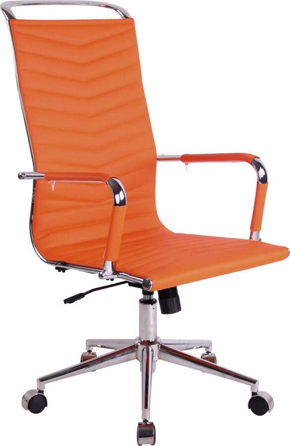 Unbranded Ergonomische Bureaustoel PRO Lange Rugleuning Op Wieltjes Oranje Zithoogte 45-55cm Kunstleer Voor Volwassenen