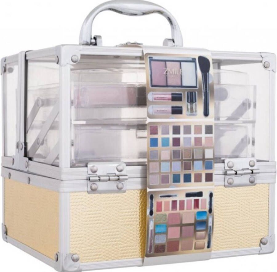 Unbranded Glamour Acryl Vanity Make-up Koffer 64 Delig 100% Vegan Make Up Koffer Kinderen Make Up Koffer Gevuld Cosmetica Koffer Beautycase Meisjes Veganistische Cosmetica Goud ‎19 cm x 17 cm x 17 cm