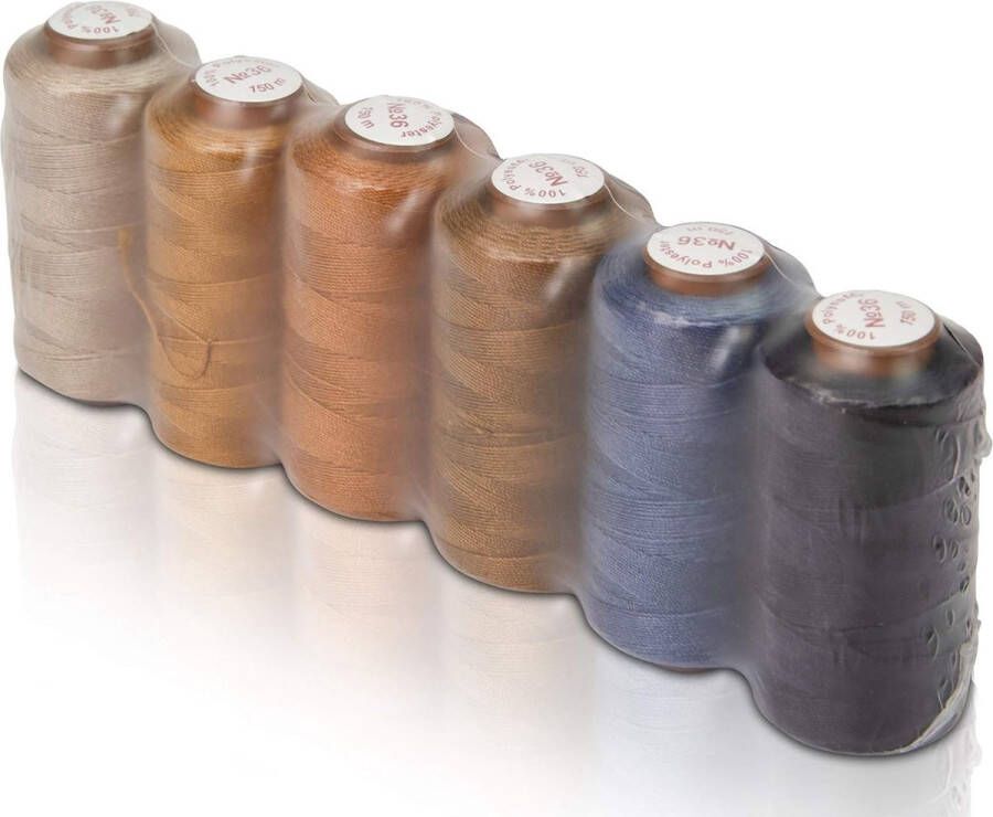 Unbranded jeans garen voor naaimachine [6 x 150m] stiknaden zoals het origineel spijkerbroek naaigaren set extra sterk nr. 36 denim garen voor naaimachine 100% polyester