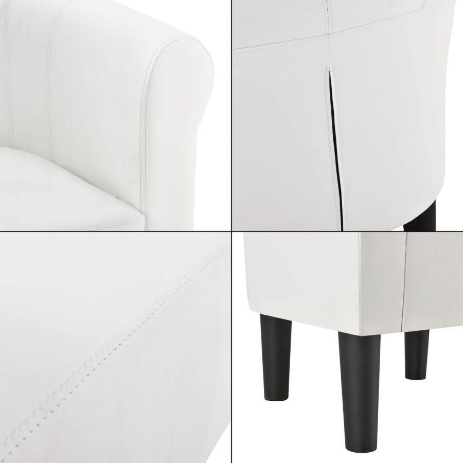 Unbranded Kuipstoel Carlos Kuipfauteuil Kunstleer 70x70x58 cm Wit Comfortabele stoel Deluxe Look
