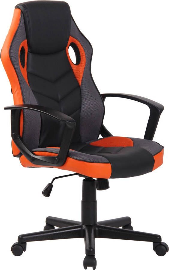 Unbranded Luxe Gaming stoel Aurelio Zwart Oranje kunstleer Met Rugleuning en Armleuning In hoogte verstelbaar Ergonomisch