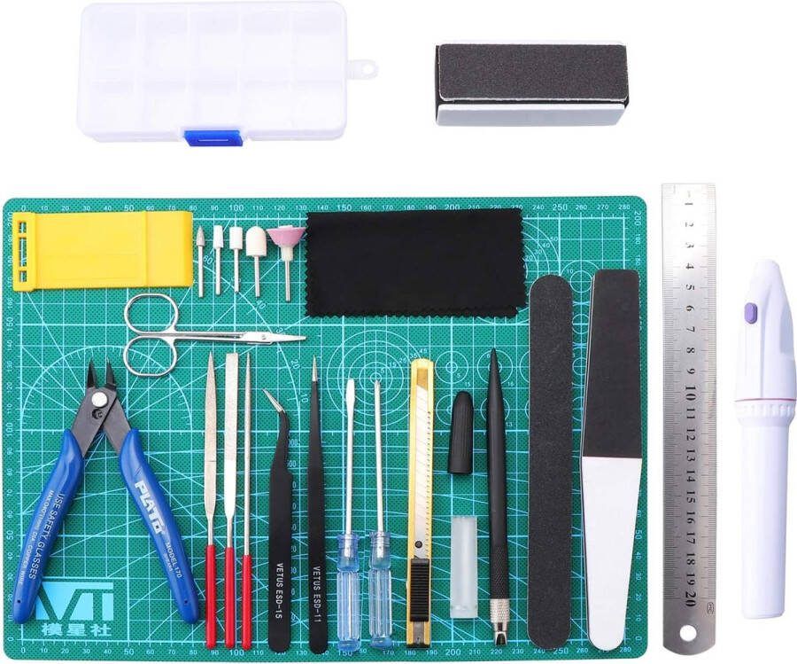 Unbranded Modelbouwgereedschapsset 26 stuks basisgereedschap hobby gereedschapsset basic tools voor auto modelbouwpakket doe-het-zelf reparatie