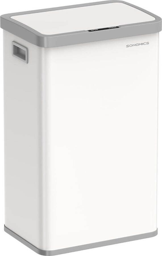Unbranded Prullenbak 68 L Vuilnisbak met bewegingssensor Sensor Prullenbak automatisch softclose deksel vastzetfunctie staal inclusief 15 vuilniszakken wolk wit