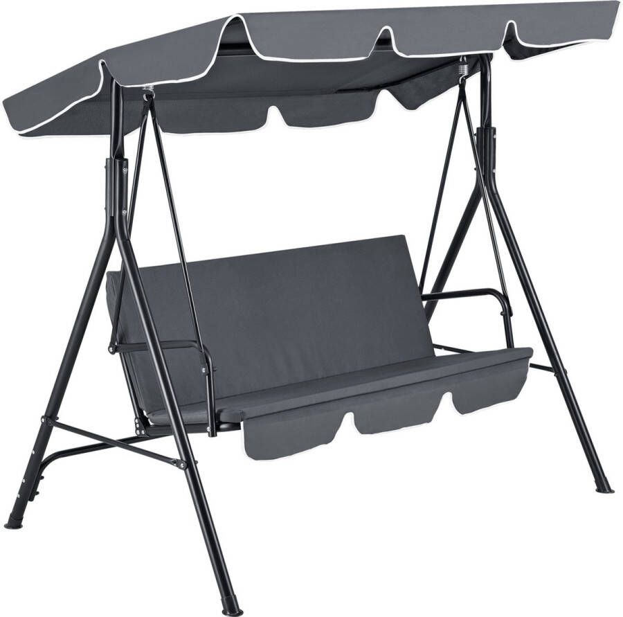 Unbranded Schommelbank Wynonna 3-Zits Max 270 kg Donkergrijs Staal en Polyester Waterafstotende hoes