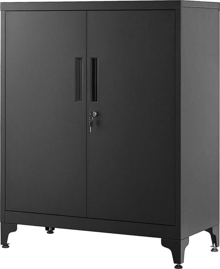 Unbranded Signature Home Zee archiefkast met slot Kantoorkast kast metaal archiefkast Zwart 40 x 80 x 90 cm