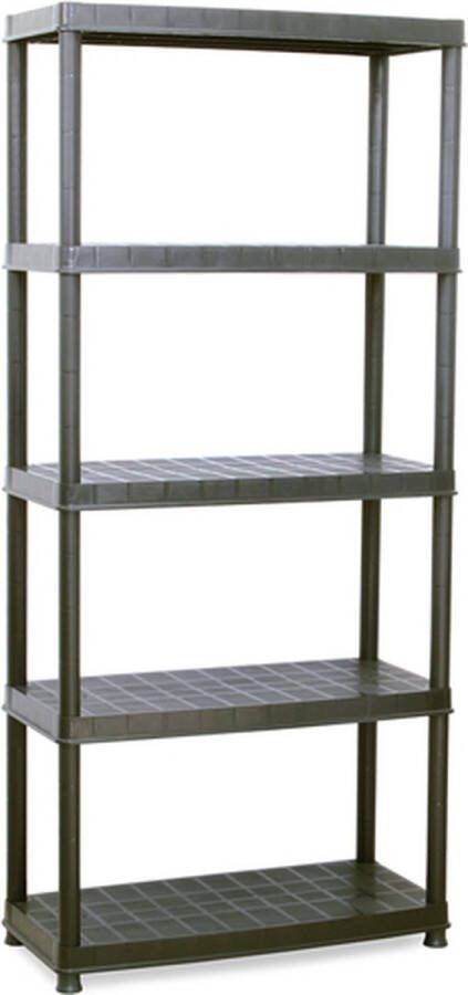 Unbranded Stellingkast Opbergrek 5 Lagen Zwart Kunststof 91x45x185 cm Opbergrek kunststof 5 planken opberg rek Voor Keuken Berging Woonkamer en Badkamer Stellingrek