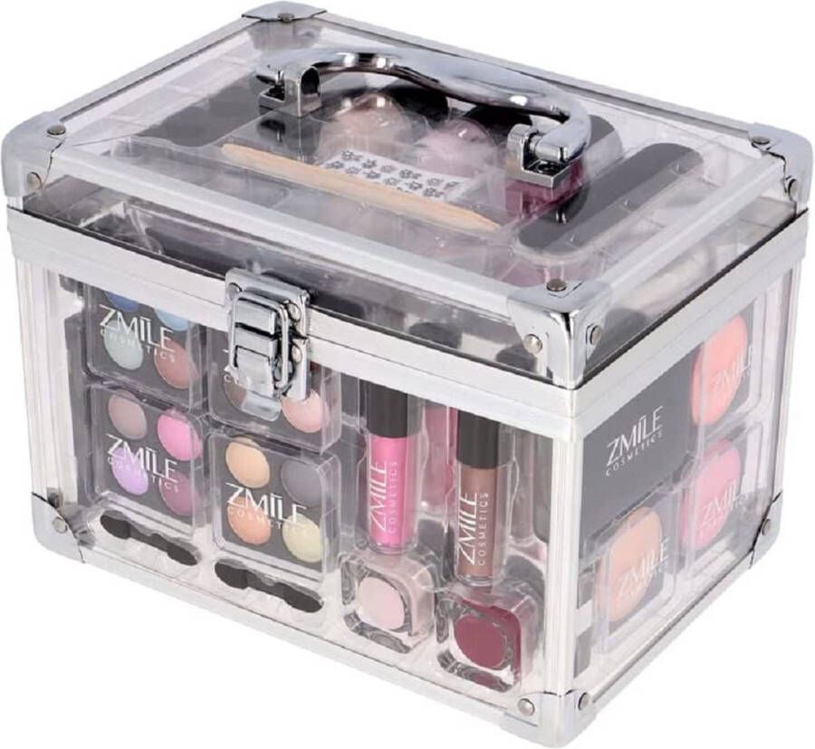 Unbranded Transparante Make Up Koffer Meisjes Met Inhoud 42-Delig Grote Make Up Koffer Kinderen Make Up Koffer Gevuld Cosmetica Koffer Transparante Beautycase Veganistische Cosmetica ‎14 x 21 x 16 cm