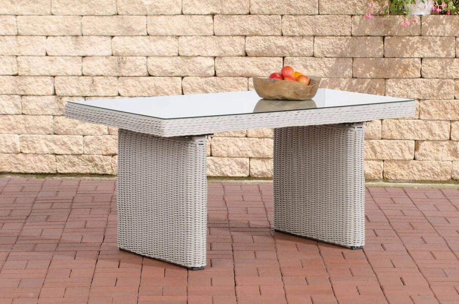 Inandoutdoormatch Tuintafel deluxe Glastafel rotan wicker Tuinmeubelen Eettafel Buitentafel Salontafel Creme 138cm Vaderdag cadeau