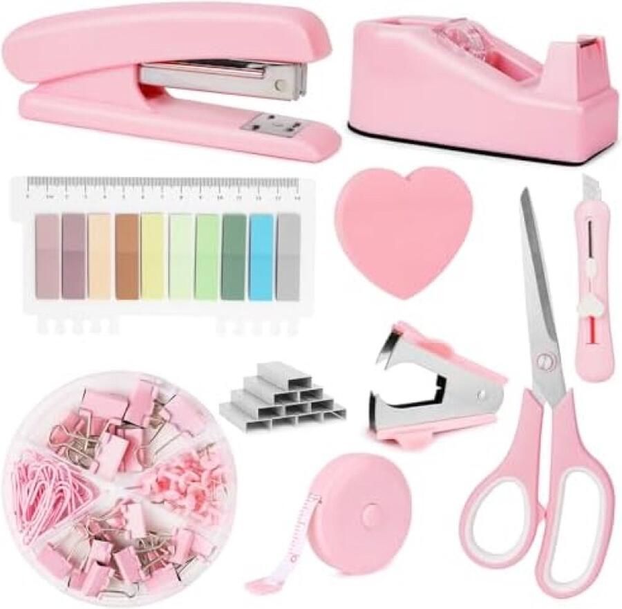Unbranded Bureau-accessoireset 10-Delige Set Roze Complete bureau accessoireset