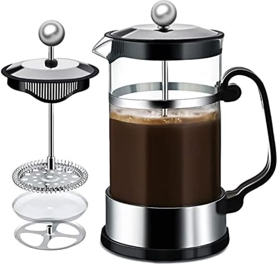 Unbranded French Press Koffiemaker met roestvrijstalen filter 1000 ml French Coffetière koffiepers van glas