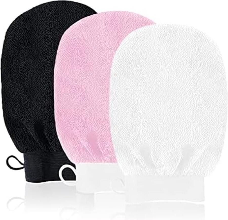Unbranded Peeling handschoenen 3 Stuks Tweezijdig Diepe Exfoliator Douchehandschoen Body Scrub Exfoliërende Wanten Badhandschoenen Remover Reinigingshandschoenen voor Douche Spa Massage Ingegroeide Haarverzorgingn