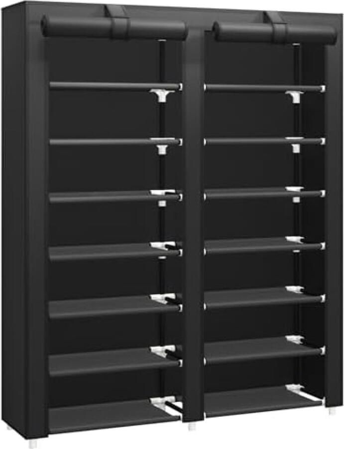 Unbranded Schoenenrek met 7 niveaus met stofdichte hoes schoenenopbergorganizer kast schoenenkast plank voor maximaal 28 paar schoenen voor deuropening gang balkon woonkamer