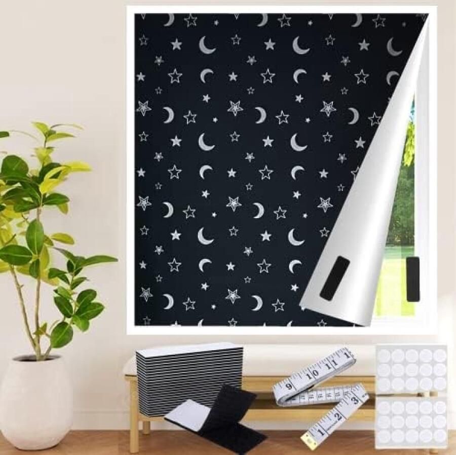 Unbranded Verduisterende Jaloezie 300×145cm met Ster- en Maanpatroon