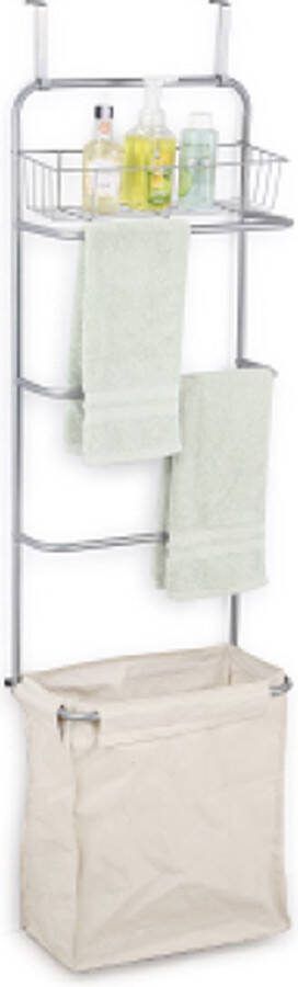 Unbranded Wasrek Ruimtebesparend Droogrek met Handdoekhouders 3-in-1 Over Deur Opbergmand en Waszak Handdoekenrek Met Wasdroogrek & Waszak Deur Kledinghanger Kledingrek Hangend