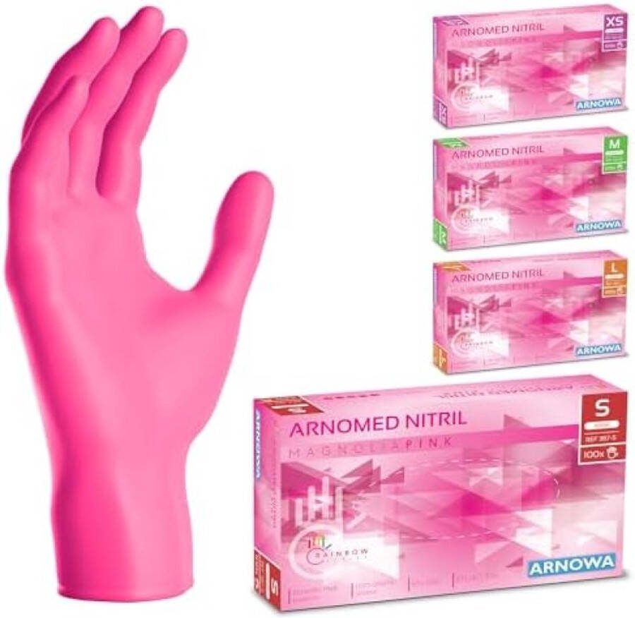 Unbranded Wegwerphandschoenen Roze Nitril handschoenen Maat S wegwerphandschoenen 100 stuks per doos poedervrij