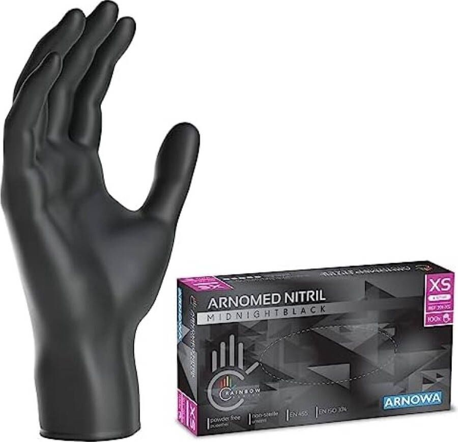 Unbranded Wegwerphandschoenen Zwart Nitril handschoenen Maat XS 100 stuks Poedervrij & latexvrij