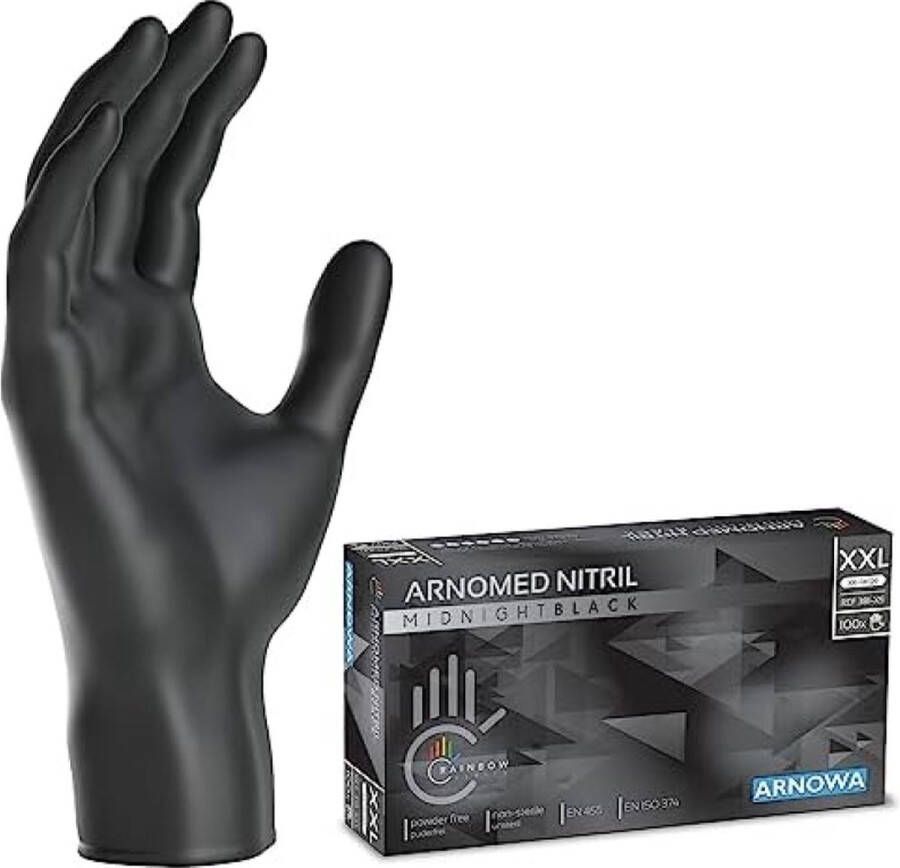 Unbranded Wegwerphandschoenen zwart Nitril handschoenen XXL 100 stuks poedervrij & latexvrij