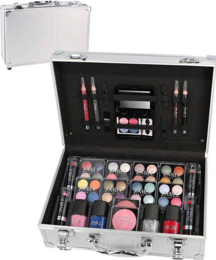 Unbranded Zilveren Make Up Koffer Meisjes Met Inhoud 41-Delig 100% VEGAN Make Up Koffer Kinderen Make Up Koffer Gevuld Cosmetica Koffer Zilveren Beautycase Meisjes Veganistische Cosmetica Zilver ‎26 x 19 x 9 cm