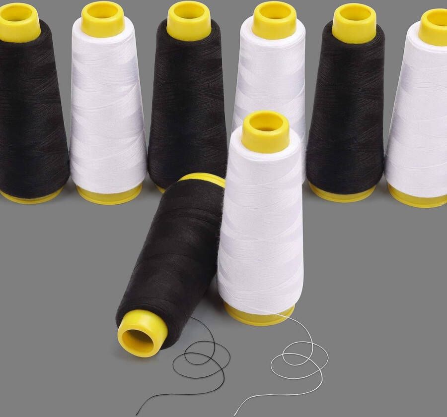Unbranded Zwart en Witte Polyester Naaimachine Draad Spoelen Set (12 Pak) – 11 5 cm Spoelen met 900 Meter Garen – Spoelenset in 2 Kleuren Voor Hand en Machine Boorduren