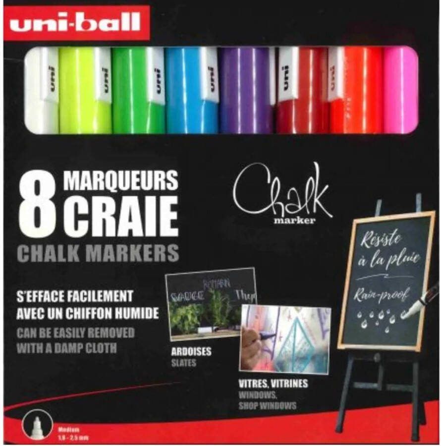 Uni-ball Chalk PWE-5M krijtmarker medium punt set 8 stuks