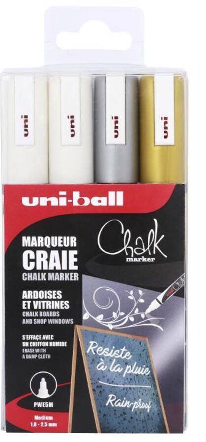 Uni-ball Krijtstift Chalk rond set à 4 stuks 4 stuk