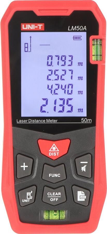 UNI-T Laser afstandsmeter Laser meter 50 meter bereik Met alle meetopties Professionele laserafstandsmeter LM-50A