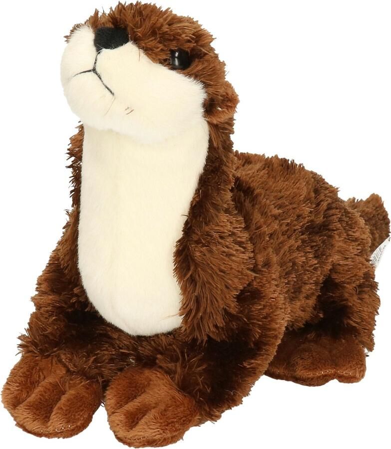 Uni Toys Knuffeldier Otter zachte pluche stof bruin 16 cm dieren speelgoed