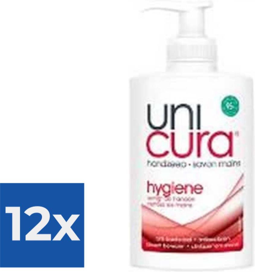 Unicura Handzeep Pompje Hygiene 250 ml Voordeelverpakking 12 stuks