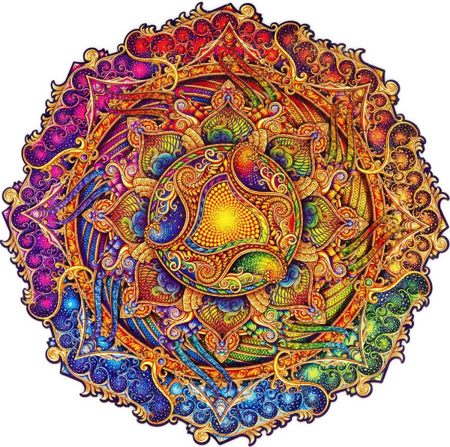 Unidragon Houten Puzzel Voor Volwassenen Mandala Onuitputtelijke Overvloed 350 stukjes King Size 33x33 cm